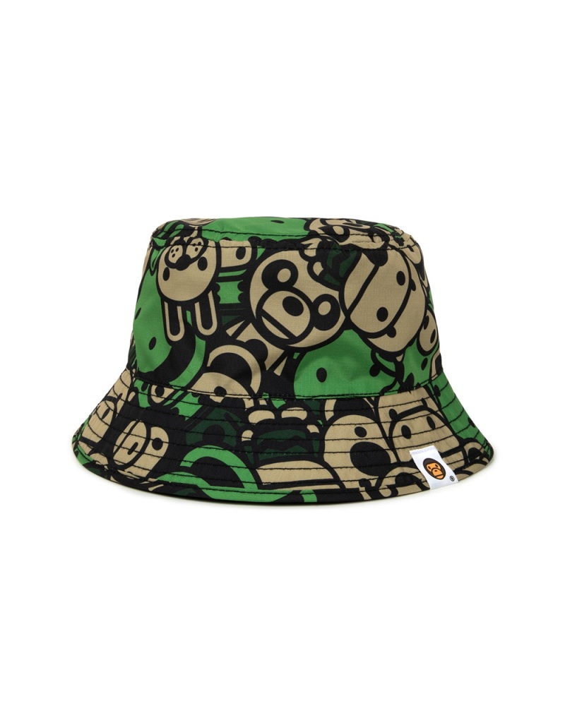 Chapeaux Bape Graphique bucket Vert Kaki Femme | ERY-65644908